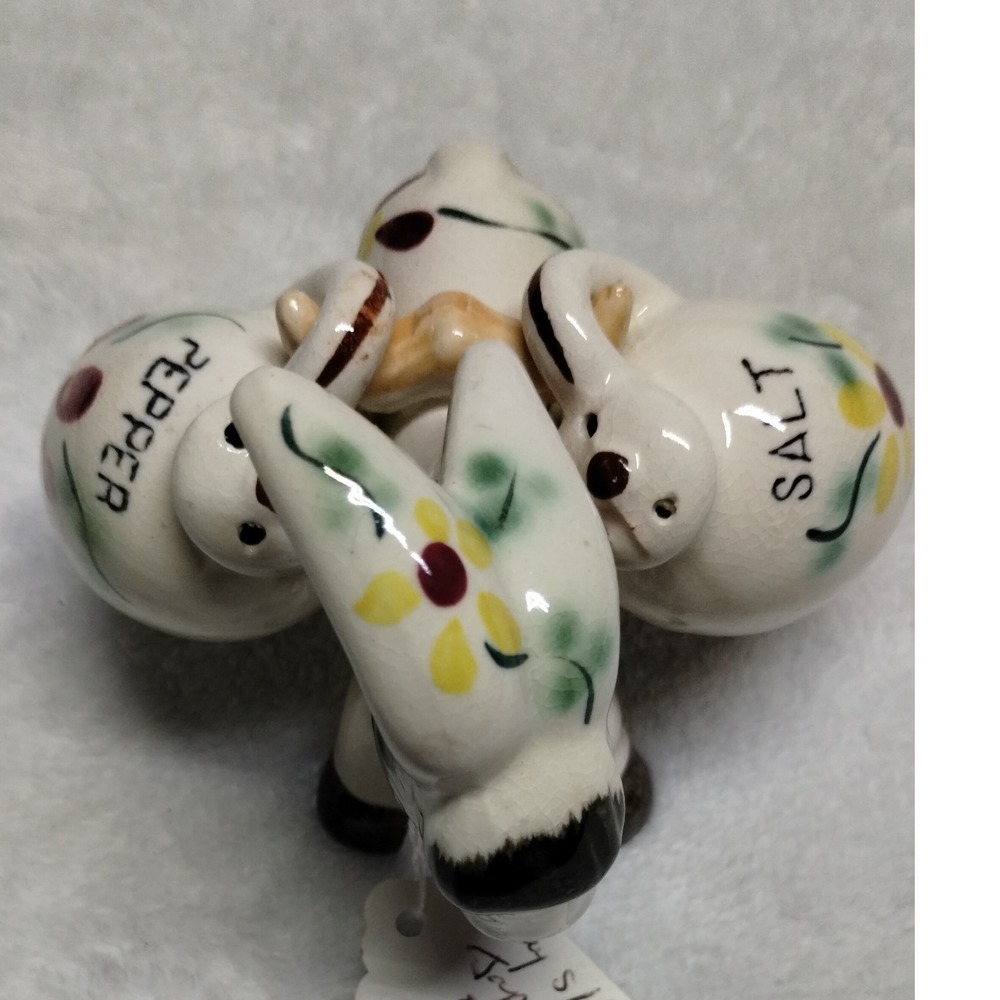 Vintage Donkey Salt and Pepper Shakers Ceramic Novelty Kitchen Decor